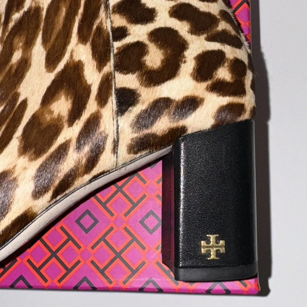 Tory Burch Brooke Bootie Ankle Boots 70MM Round Toe Leopard NEW Women's 6